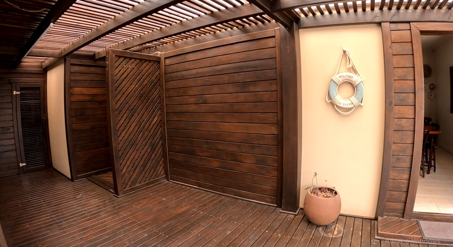 Wooden deck and outdoor shower area